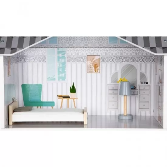 Casuta de papusi Grace din lemn cu mobilier Ecotoys