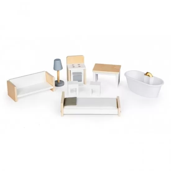 Casuta de papusi Grace din lemn cu mobilier Ecotoys