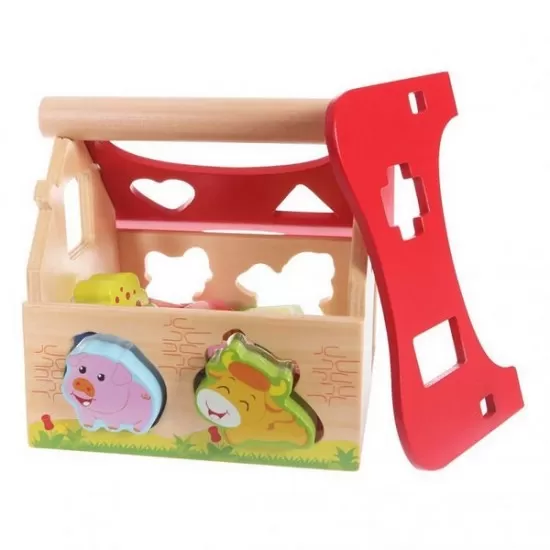 Casuta din lemn cu cuburi Ecotoys Casuta din lemn cu cuburi Ecotoys