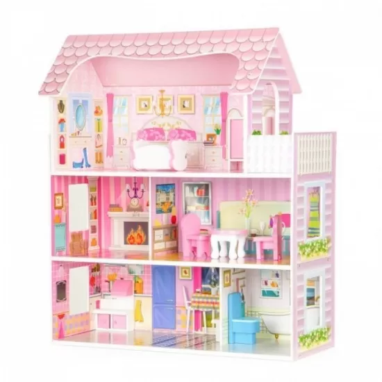Casuta pentru papusi cu mobilier Ecotoys W06A139 Casuta pentru papusi cu mobilier Ecotoys W06A139