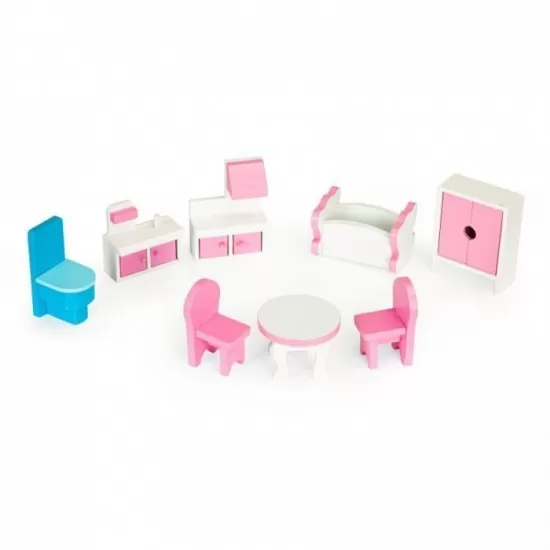 Casuta pentru papusi cu mobilier Ecotoys W06A139 Casuta pentru papusi cu mobilier Ecotoys W06A139