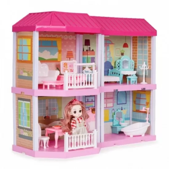 Casuta pentru papusi cu mobilier si LED-uri Ecotoys HC507651 Casuta pentru papusi cu mobilier si LED-uri Ecotoys HC507651