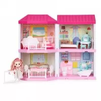 Casuta pentru papusi cu mobilier si LED-uri Ecotoys HC507651