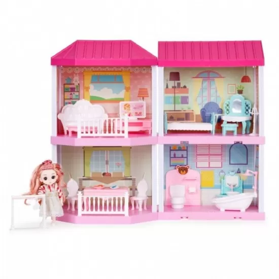 Casuta pentru papusi cu mobilier si LED-uri Ecotoys HC507651 Casuta pentru papusi cu mobilier si LED-uri Ecotoys HC507651