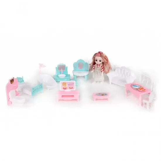 Casuta pentru papusi cu mobilier si LED-uri Ecotoys HC507651 Casuta pentru papusi cu mobilier si LED-uri Ecotoys HC507651