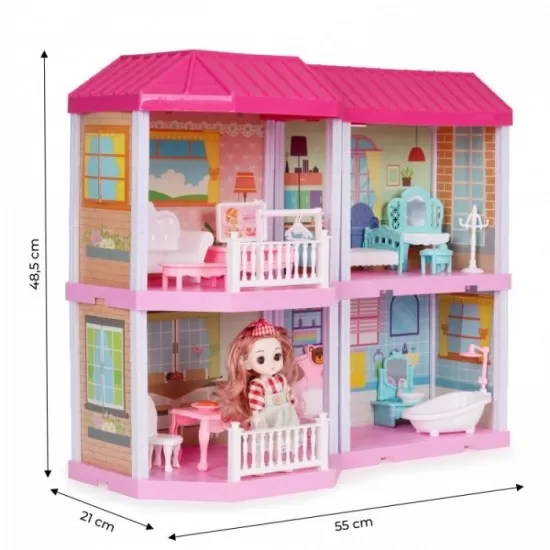 Casuta pentru papusi cu mobilier si LED-uri Ecotoys HC507651 Casuta pentru papusi cu mobilier si LED-uri Ecotoys HC507651
