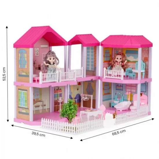 Casuta pentru papusi pliabila cu mobilier si LED-uri Ecotoys Casuta pentru papusi pliabila cu mobilier si LED-uri Ecotoys