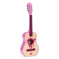 Chitara din lemn cu 6 corzi pentru copii, 86 x 31 cm, Ecotoys HX18026-34 - Roz