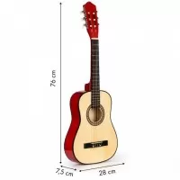 Chitara din lemn pentru copii cu 6 corzi Ecotoys HX18022-30, 76 X 28 cm - Rosu