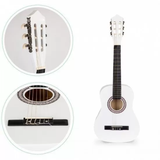 Chitara din lemn pentru copii cu 6 corzi Ecotoys HX18022-30, 76 X 28 cm - Alb Chitara din lemn pentru copii cu 6 corzi Ecotoys HX18022-30, 76 X 28 cm - Alb
