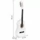 Chitara din lemn pentru copii cu 6 corzi Ecotoys HX18026-34, 86 X 31 cm - Alb