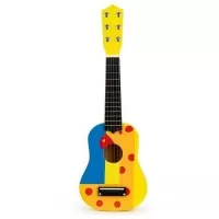 Chitara din lemn pentru copii cu corzi metalice Ecotoys Yellow
