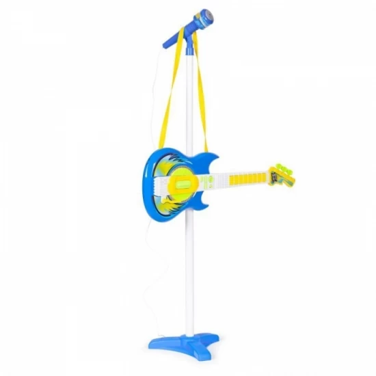 Chitara electrica si 2 microfoane pentru copii Ecotoys HC342076 - Albastru