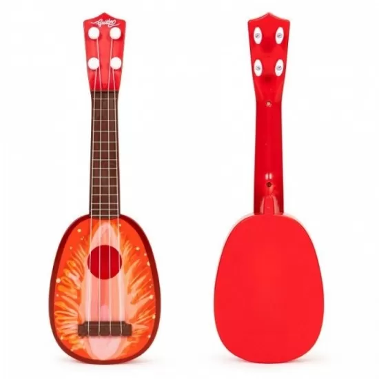Chitara ukulele pentru copii cu 4 corzi Ecotoys MJ030 - Capsuna Chitara ukulele pentru copii cu 4 corzi Ecotoys MJ030 - Capsuna