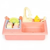 Chiuveta pentru copii cu 12 accesorii incluse Ecotoys roz