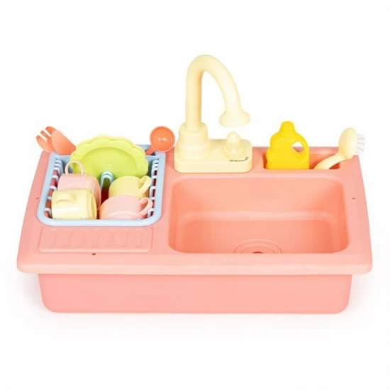 Chiuveta pentru copii cu 12 accesorii incluse Ecotoys roz Chiuveta pentru copii cu 12 accesorii incluse Ecotoys roz