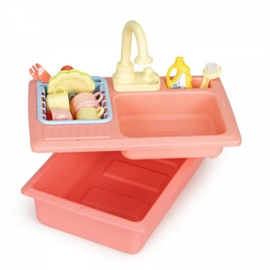 Chiuveta pentru copii cu 12 accesorii incluse Ecotoys roz Chiuveta pentru copii cu 12 accesorii incluse Ecotoys roz