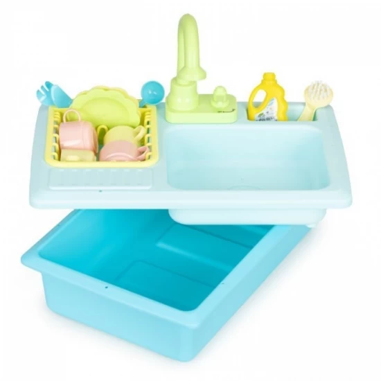 Chiuveta pentru copii cu 12 accesorii incluse Ecotoys albastru Chiuveta pentru copii cu 12 accesorii incluse Ecotoys albastru