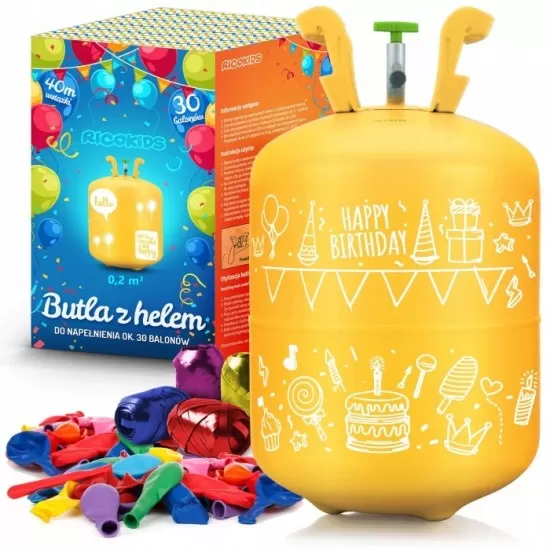 Cilindru cu heliu 0.20 m3 cu 30 de baloane si 40m panglica Ricokids 799000 Cilindru cu heliu 0.20 m3 cu 30 de baloane si 40m panglica Ricokids 799000