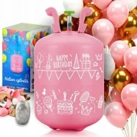 Cilindru cu heliu 0.20 m3 cu 30 de baloane si 40m panglica Ricokids pentru petreceri, Roz Cilindru cu heliu 0.20 m3 cu 30 de baloane si 40m panglica Ricokids pentru petreceri, Roz