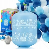 Cilindru cu heliu 0.20 m3 cu 30 de baloane si 40m panglica Ricokids pentru petreceri - Albastru Cilindru cu heliu 0.20 m3 cu 30 de baloane si 40m panglica Ricokids pentru petreceri - Albastru