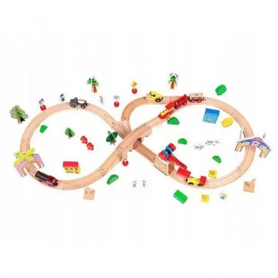 Circuit din lemn cale ferata din 78 piese Ecotoys Circuit din lemn cale ferata din 78 piese Ecotoys