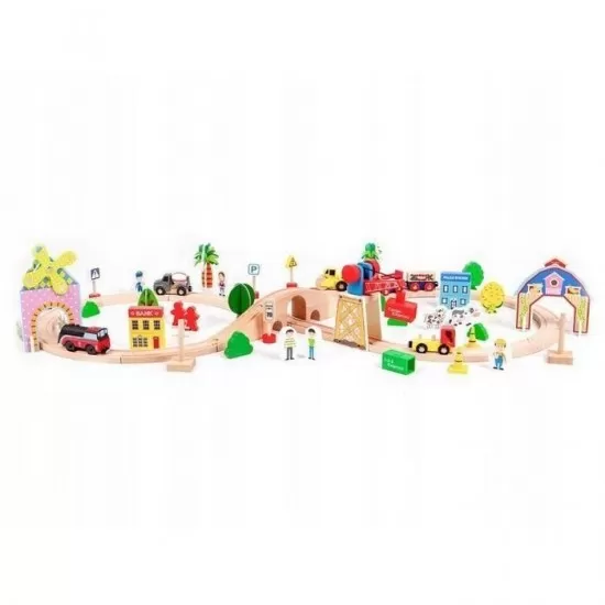 Circuit din lemn cale ferata din 78 piese Ecotoys Circuit din lemn cale ferata din 78 piese Ecotoys