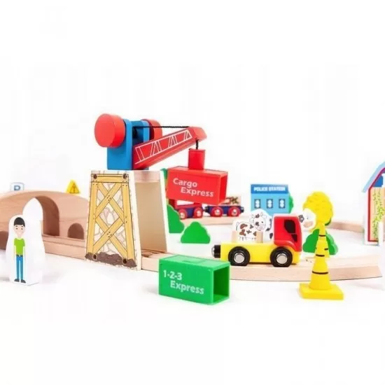 Circuit din lemn cale ferata din 78 piese Ecotoys Circuit din lemn cale ferata din 78 piese Ecotoys