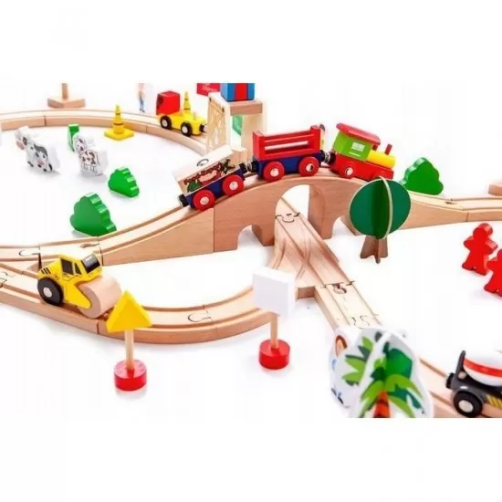 Circuit din lemn cale ferata din 78 piese Ecotoys Circuit din lemn cale ferata din 78 piese Ecotoys