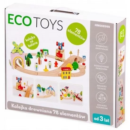 Circuit din lemn cale ferata din 78 piese Ecotoys Circuit din lemn cale ferata din 78 piese Ecotoys