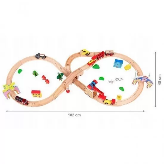 Circuit din lemn cale ferata din 78 piese Ecotoys Circuit din lemn cale ferata din 78 piese Ecotoys