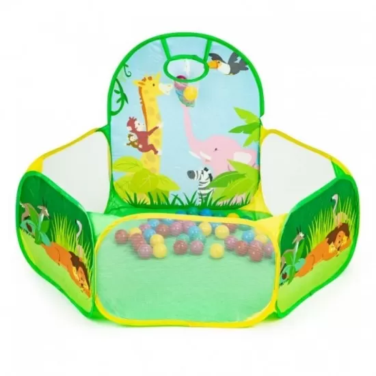 Cort de joaca Jungla cu 50 de bile multicolore Ecotoys Cort de joaca Jungla cu 50 de bile multicolore Ecotoys
