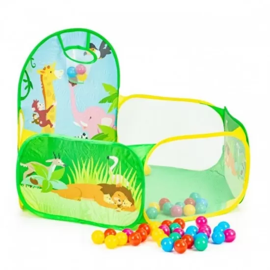 Cort de joaca Jungla cu 50 de bile multicolore Ecotoys Cort de joaca Jungla cu 50 de bile multicolore Ecotoys