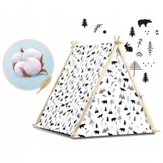 Cort de joaca pentru copii cu 2 pernite si lampa tip bec suspendat Ricokids 107 x 116 x 110 cm - Alb Cort de joaca pentru copii cu 2 pernite si lampa tip bec suspendat Ricokids 107 x 116 x 110 cm - Alb