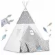 Cort de joaca pentru copii cu ghirlanda, 3 pernite si lampa LED norisor Ricokids 120 x 120 x 165 cm - Gri Cort de joaca pentru copii cu ghirlanda, 3 pernite si lampa LED norisor Ricokids 120 x 120 x 165 cm - Gri