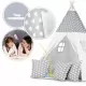 Cort de joaca pentru copii cu ghirlanda, 3 pernite si lampa LED norisor Ricokids 120 x 120 x 165 cm - Gri Cort de joaca pentru copii cu ghirlanda, 3 pernite si lampa LED norisor Ricokids 120 x 120 x 165 cm - Gri