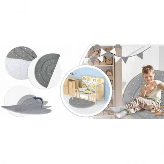 Cort de joaca pentru copii cu ghirlanda, salteluta si 3 pernite Nukido 116 x 116 x 165 cm - Gri Cort de joaca pentru copii cu ghirlanda, salteluta si 3 pernite Nukido 116 x 116 x 165 cm - Gri