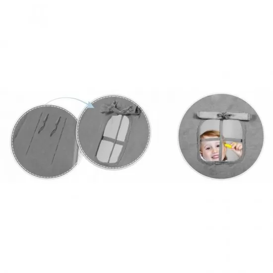 Cort de joaca pentru copii cu ghirlanda, salteluta si 3 pernite Nukido 116 x 116 x 165 cm - Gri Cort de joaca pentru copii cu ghirlanda, salteluta si 3 pernite Nukido 116 x 116 x 165 cm - Gri