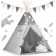 Cort de joaca pentru copii cu ghirlanda si lumini Nukido 120 x 120 x 165 cm - Gri cu stelute Cort de joaca pentru copii cu ghirlanda si lumini Nukido 120 x 120 x 165 cm - Gri cu stelute