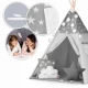 Cort de joaca pentru copii cu ghirlanda si lumini Nukido 120 x 120 x 165 cm - Gri cu stelute Cort de joaca pentru copii cu ghirlanda si lumini Nukido 120 x 120 x 165 cm - Gri cu stelute