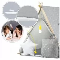 Cort de joaca pentru copii cu lampa si 2 pernite Nukido 107 x 116 x 110 cm - Gri