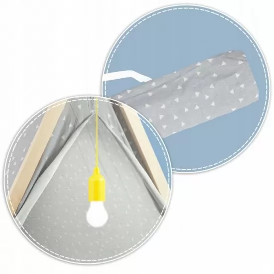 Cort de joaca pentru copii cu lampa si 2 pernite Nukido 107 x 116 x 110 cm - Gri Cort de joaca pentru copii cu lampa si 2 pernite Nukido 107 x 116 x 110 cm - Gri