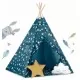 Cort de joaca pentru copii cu lumini si 2 pernite Nukido 120 x 120 x 165 cm - Bleumarin cu stelute 
