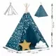 Cort de joaca pentru copii cu lumini si 2 pernite Nukido 120 x 120 x 165 cm - Bleumarin cu stelute 