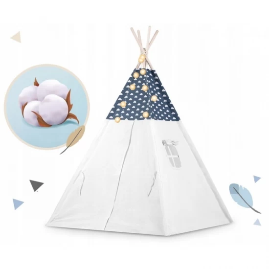 Cort de joaca pentru copii cu lumini si 3 pernite Nukido 120 x 120 x 165 cm - Bleumarin Cort de joaca pentru copii cu lumini si 3 pernite Nukido 120 x 120 x 165 cm - Bleumarin