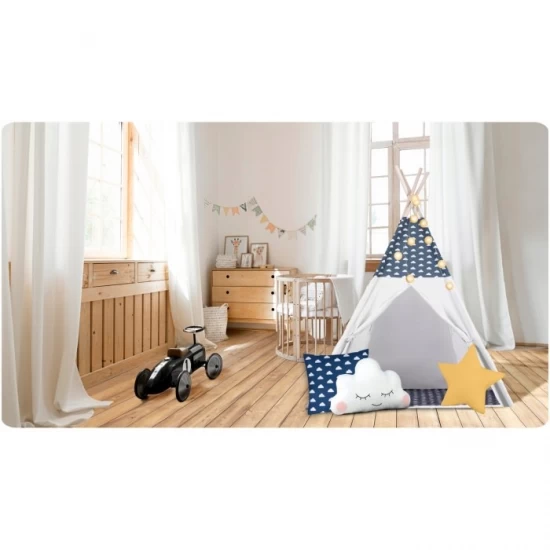 Cort de joaca pentru copii cu lumini si 3 pernite Nukido 120 x 120 x 165 cm - Bleumarin Cort de joaca pentru copii cu lumini si 3 pernite Nukido 120 x 120 x 165 cm - Bleumarin