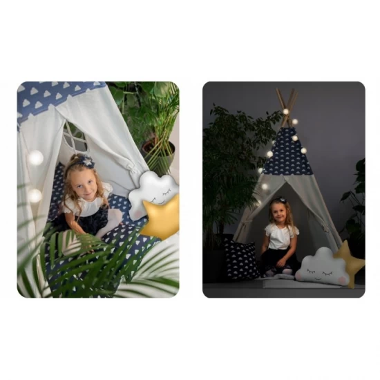 Cort de joaca pentru copii cu lumini si 3 pernite Nukido 120 x 120 x 165 cm - Bleumarin Cort de joaca pentru copii cu lumini si 3 pernite Nukido 120 x 120 x 165 cm - Bleumarin