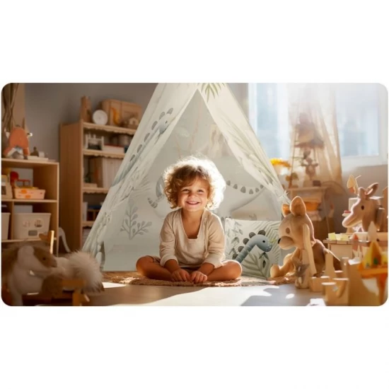 Cort de joaca pentru copii cu o perna Nukido 114 x 114 x 165 cm - Dinozaur Cort de joaca pentru copii cu o perna Nukido 114 x 114 x 165 cm - Dinozaur