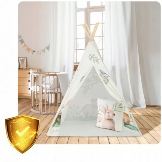 Cort de joaca pentru copii cu o pernita Nukido 114 x 114 x 165 cm - Bej Cort de joaca pentru copii cu o pernita Nukido 114 x 114 x 165 cm - Bej