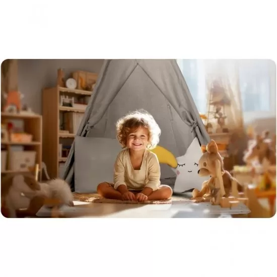 Cort de joaca pentru copii cu salteluta si 3 pernite Nukido 116 x 116 x 165 cm - Gri Cort de joaca pentru copii cu salteluta si 3 pernite Nukido 116 x 116 x 165 cm - Gri